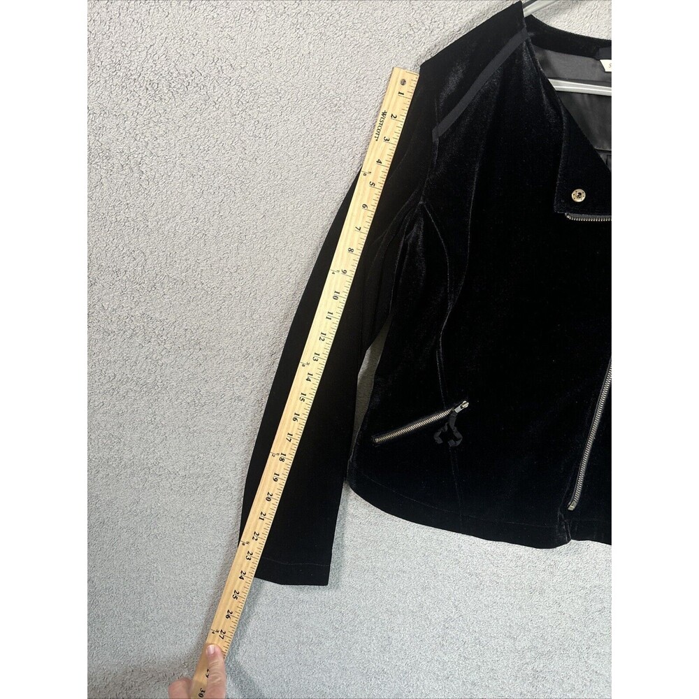 Soft Surroundings Women’s Size Medium Full Zip Velvet Velour‎ Jacket Black Goth - Picture 6 of 12
